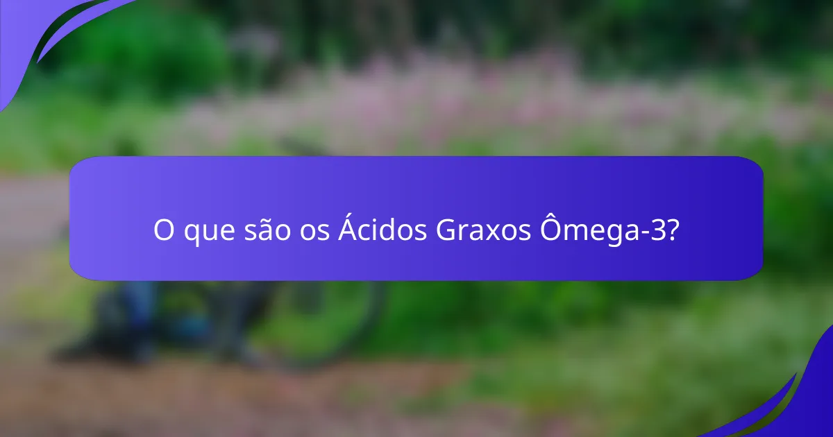 O que são os Ácidos Graxos Ômega-3?